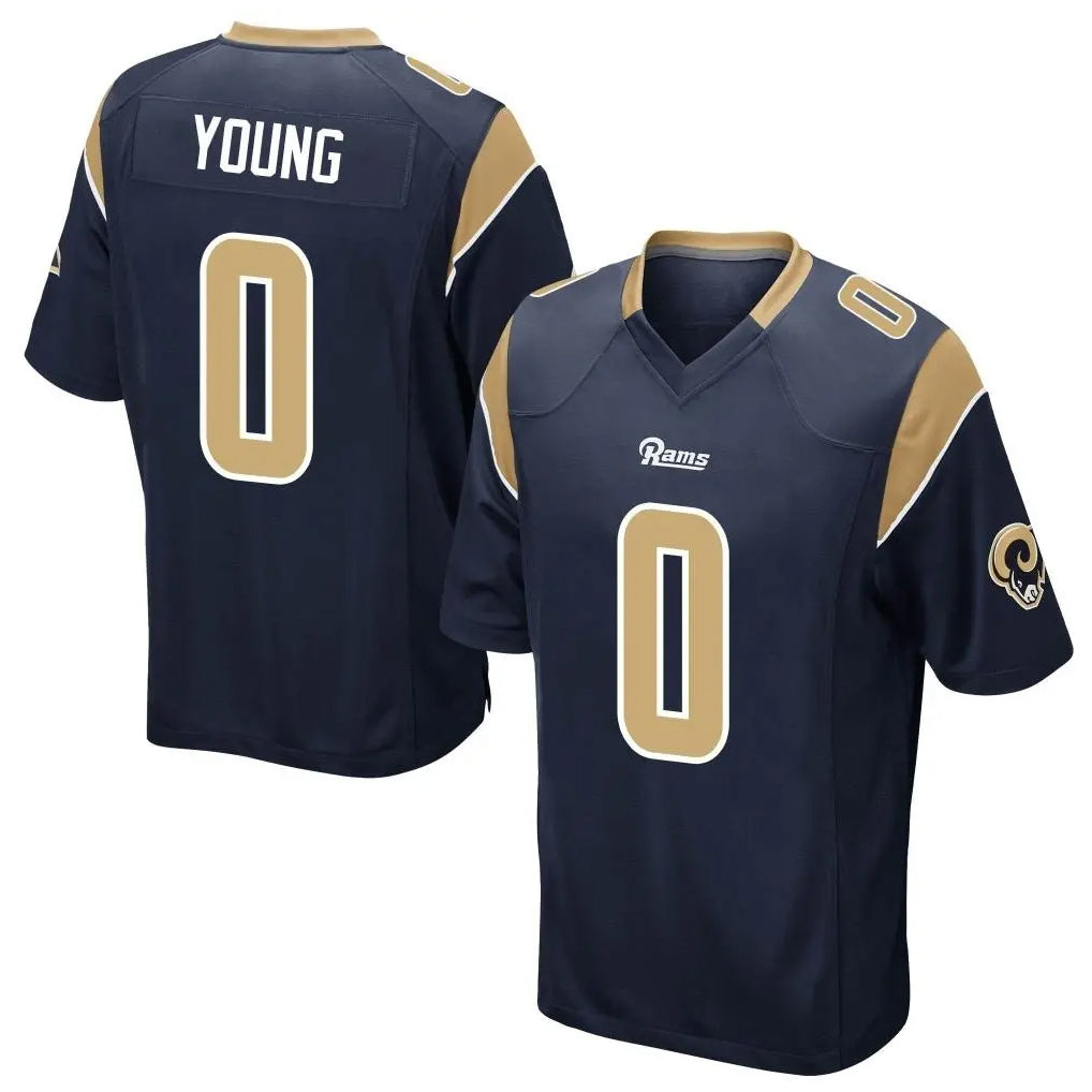 Friene LA.Rams #0 Byron Young Player Navy Home Game Stitched Jerseys