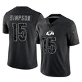 Friene LA.Rams #15 Ty Simpson Player Black Limited Reflective Home Game Stitched Jerseys