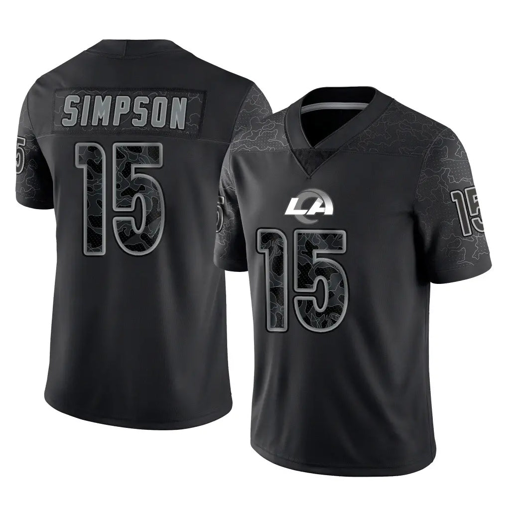 Friene LA.Rams #15 Ty Simpson Player Black Limited Reflective Home Game Stitched Jerseys