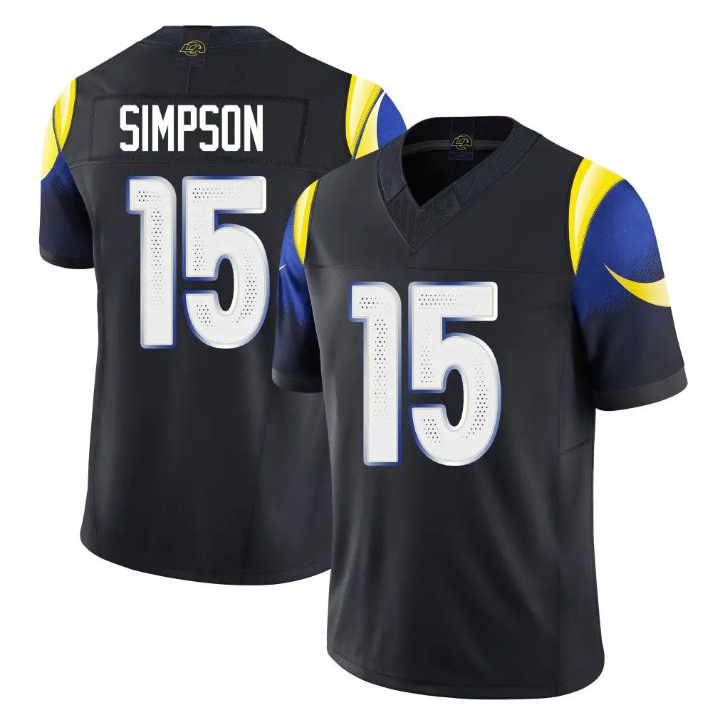 Friene LA.Rams #15 Ty Simpson Player Black Midnight Rivalries Collection Limited Home Game Stitched Jerseys