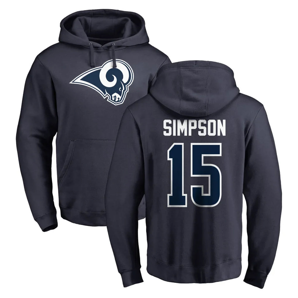 Friene LA.Rams #15 Ty Simpson Player Navy Pullover Hoodie Limited Game Stitched Jerseys