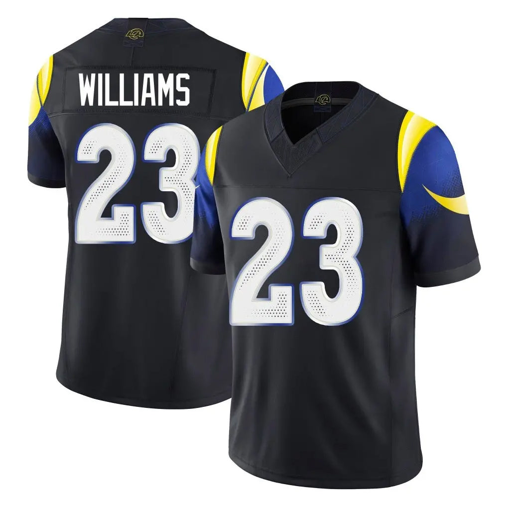 Friene LA.Rams #23 Kyren Williams Player Black Midnight Rivalries Collection Limited Home Game Stitched Jerseys