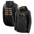 Friene LA.Rams #23 Kyren Williams Player Black Salute to Service Hoodies Limited Game Stitched Jerseys