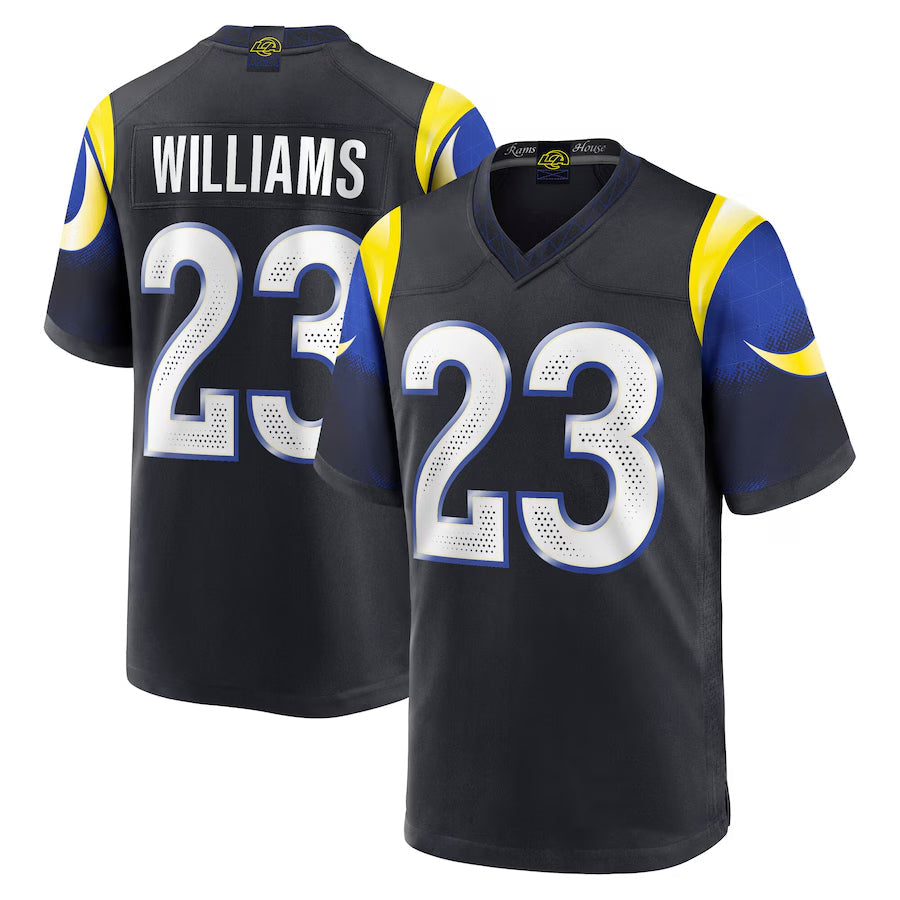 Friene LA.Rams #23 Kyren Williams Player Midnight Blue Rivalries Collection Game Stitched Jerseys