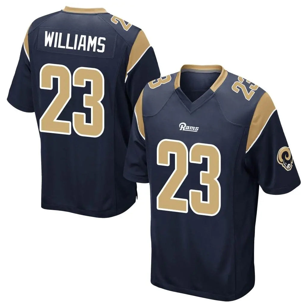 Friene LA.Rams #23 Kyren Williams Player Navy Home Game Stitched Jerseys