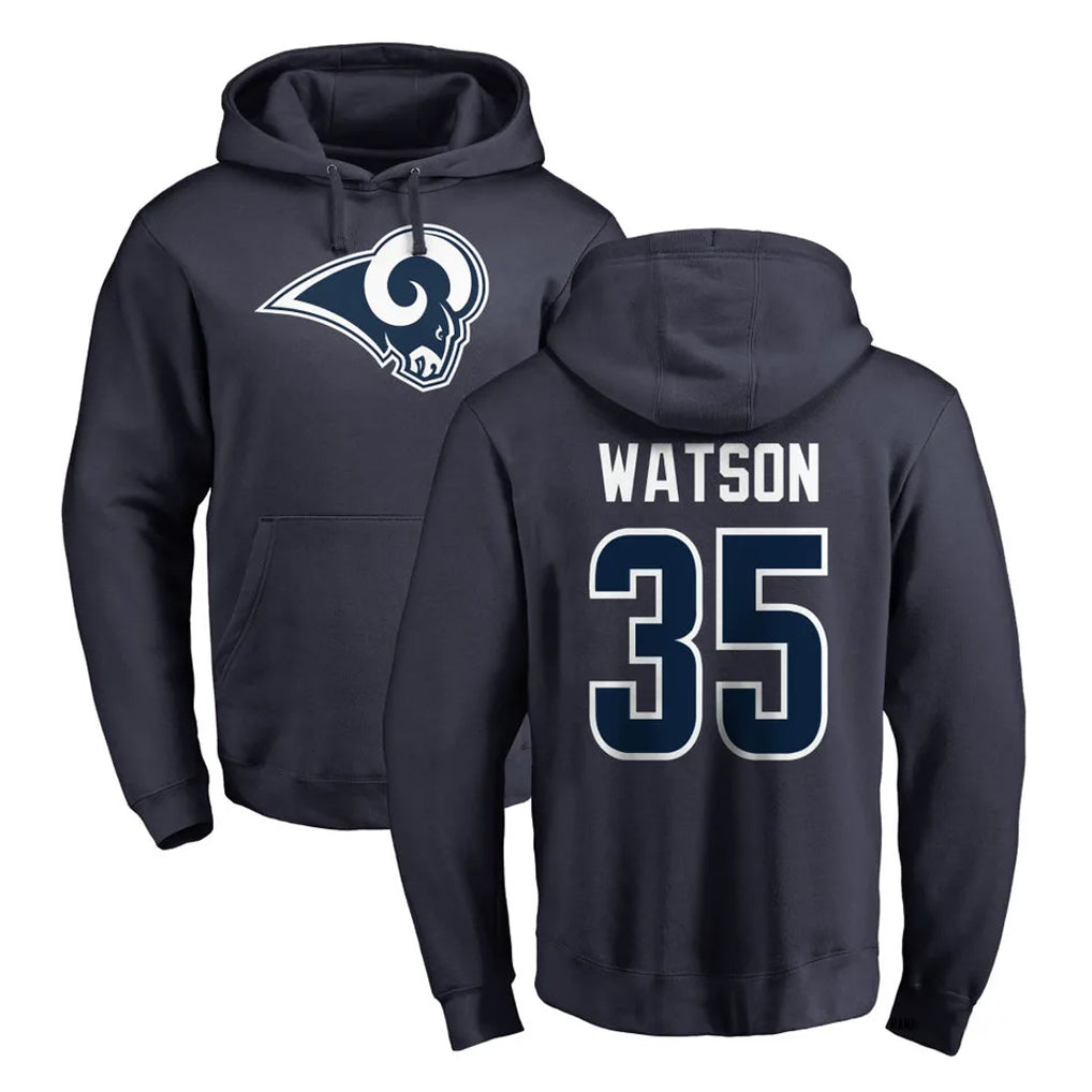 Friene LA.Rams #35 Jaylen Watson Player Navy Pullover Hoodie Limited Game Stitched Jerseys