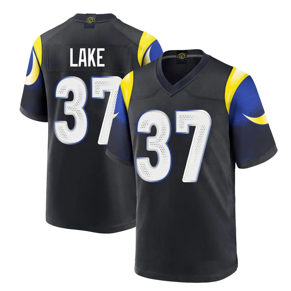 Friene LA.Rams #37 Quentin Lake Player Black Midnight Rivalries Collection Home Game Stitched Jerseys