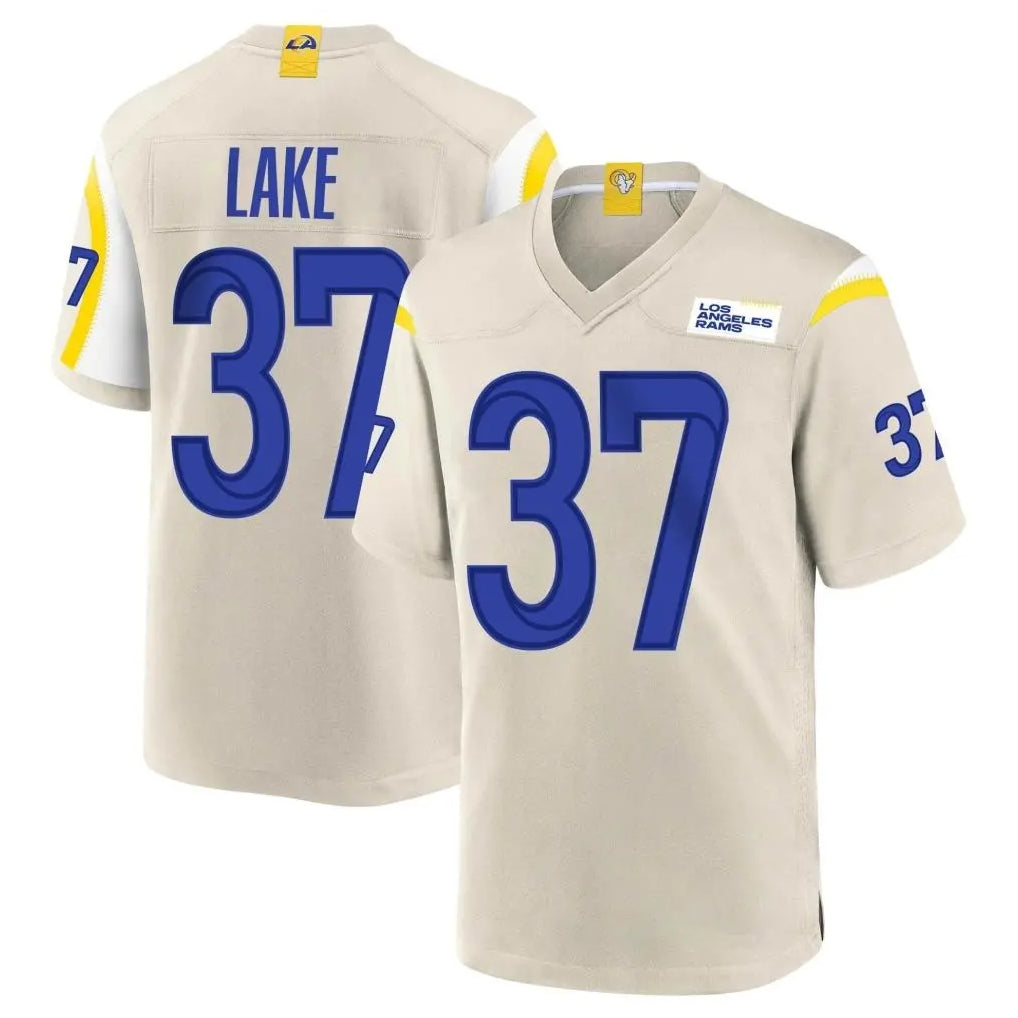 Friene LA.Rams #37 Quentin Lake Player Bone Home Game Stitched Jerseys