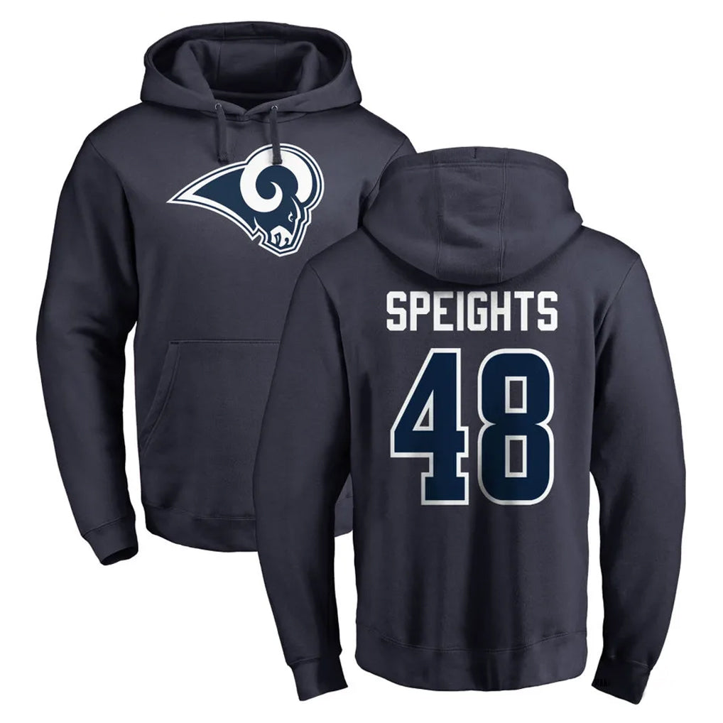 Friene LA.Rams #48 Omar Speights Player Navy Pullover Hoodie Limited Game Stitched Jerseys
