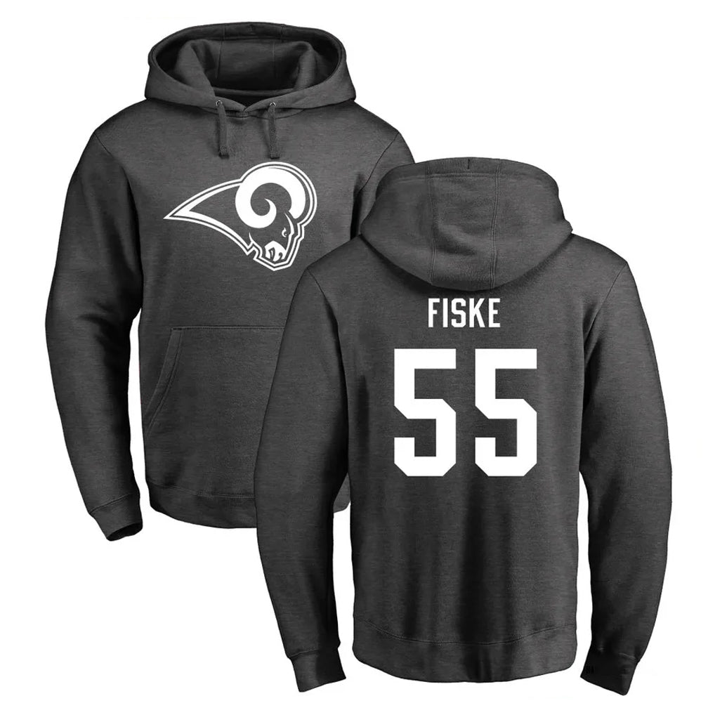 Friene LA.Rams #55 Braden Fiske Player Gray Pullover Hoodie Limited Game Stitched Jerseys