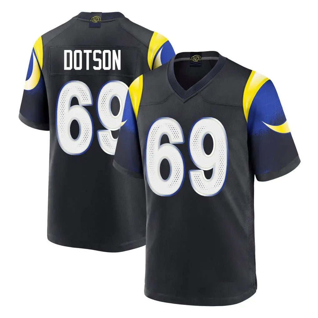 Friene LA.Rams #69 Kevin Dotson Player Black Midnight Rivalries Collection Home Game Stitched Jerseys