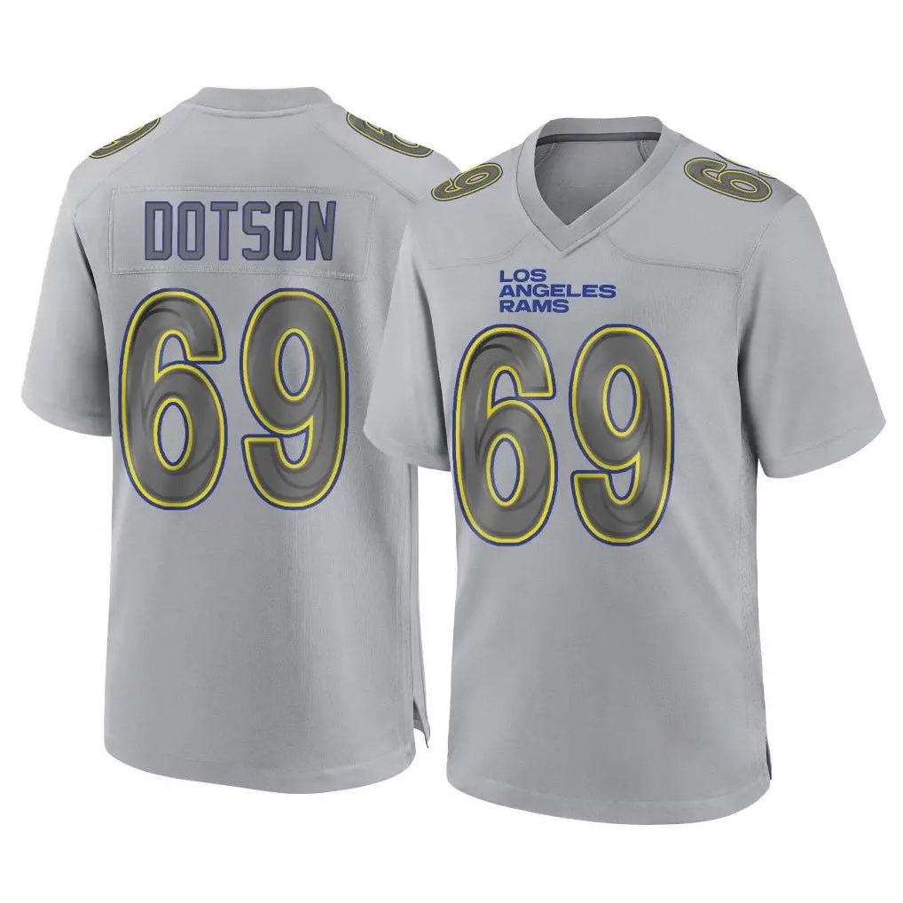 Friene LA.Rams #69 Kevin Dotson Player Gray Atmosphere Fashion Home Game Stitched Jerseys