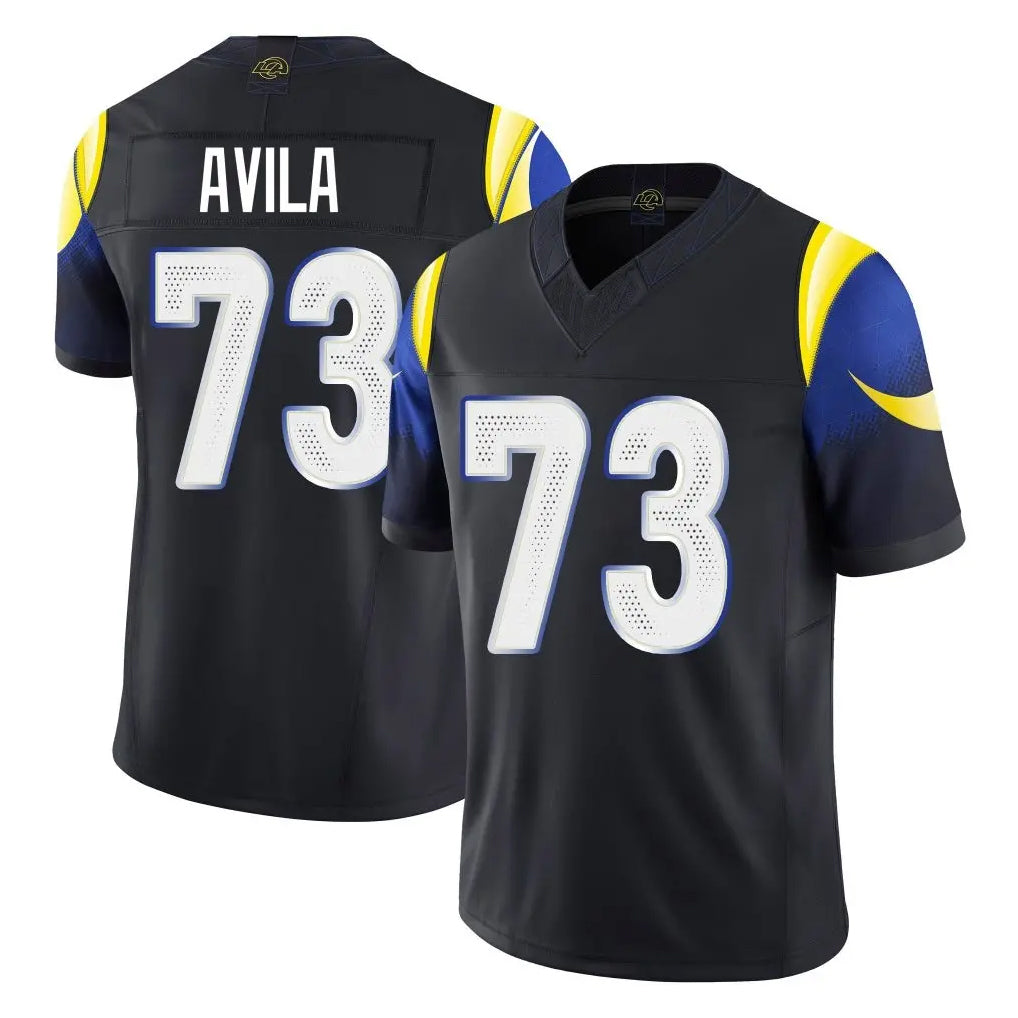 Friene LA.Rams #73 Steve Avila Player Black Midnight Rivalries Collection Limited Home Game Stitched Jerseys