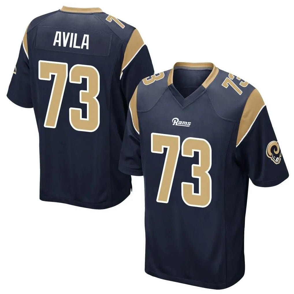 Friene LA.Rams #73 Steve Avila Player Navy Home Game Stitched Jerseys
