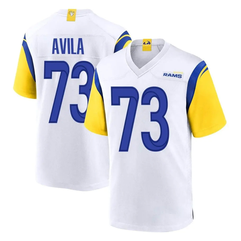 Friene LA.Rams #73 Steve Avila Player White Home Game Stitched Jerseys