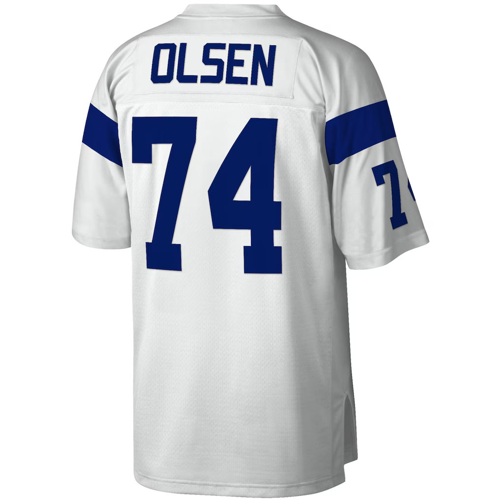 Friene  LA.Rams #74 Merlin Olsen Mitchell & Ness White Legacy Replica Puhic Stitched Jerseys