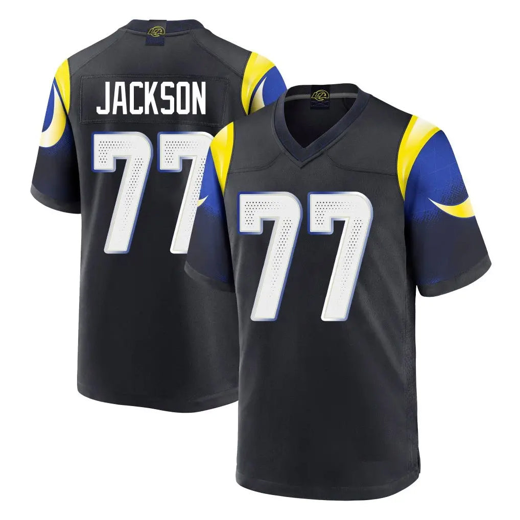 Friene LA.Rams #77 Alaric Jackson Player Black Midnight Rivalries Collection Home Game Stitched Jerseys