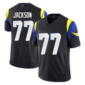 Friene LA.Rams #77 Alaric Jackson Player Black Midnight Rivalries Collection Limited Home Game Stitched Jerseys