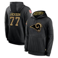 Friene LA.Rams #77 Alaric Jackson Player Black Salute to Service Hoodies Limited Game Stitched Jerseys