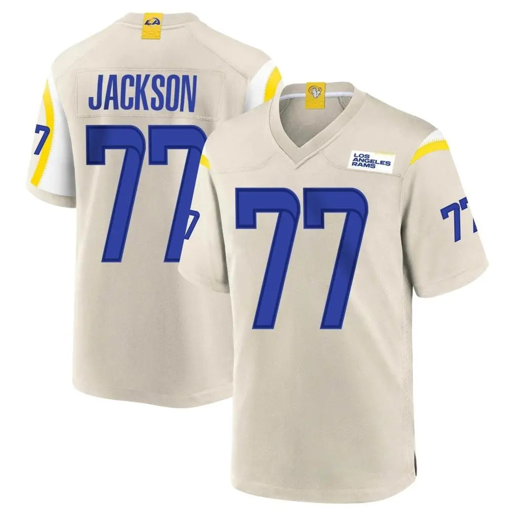 Friene LA.Rams #77 Alaric Jackson Player Bone Home Game Stitched Jerseys