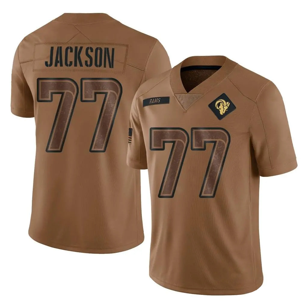 Friene LA.Rams #77 Alaric Jackson Player Brown Salute To Service Limited Stitched Jerseys