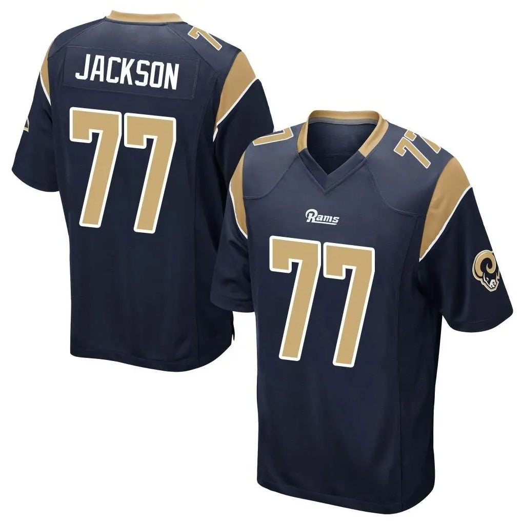 Friene LA.Rams #77 Alaric Jackson Player Navy Home Game Stitched Jerseys