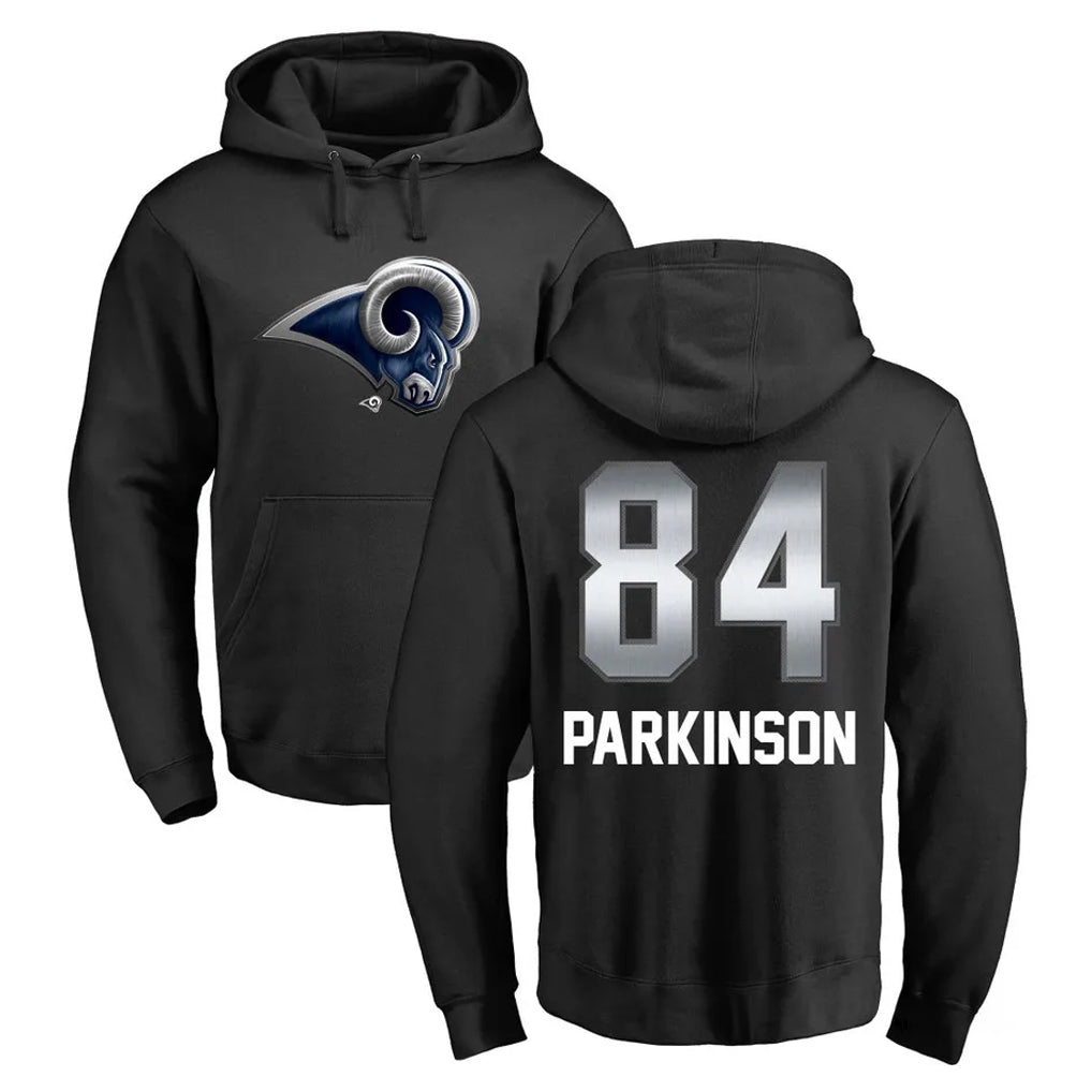 Friene LA.Rams #84 Colby Parkinson Player Black Pullover Hoodie Limited Game Stitched Jerseys