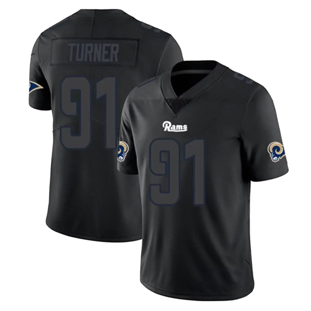 Friene LA.Rams #91 Kobie Turner Player Black Impact Limited Home Game Stitched Jerseys