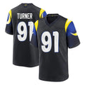 Friene LA.Rams #91 Kobie Turner Player Black Midnight Rivalries Collection Home Game Stitched Jerseys