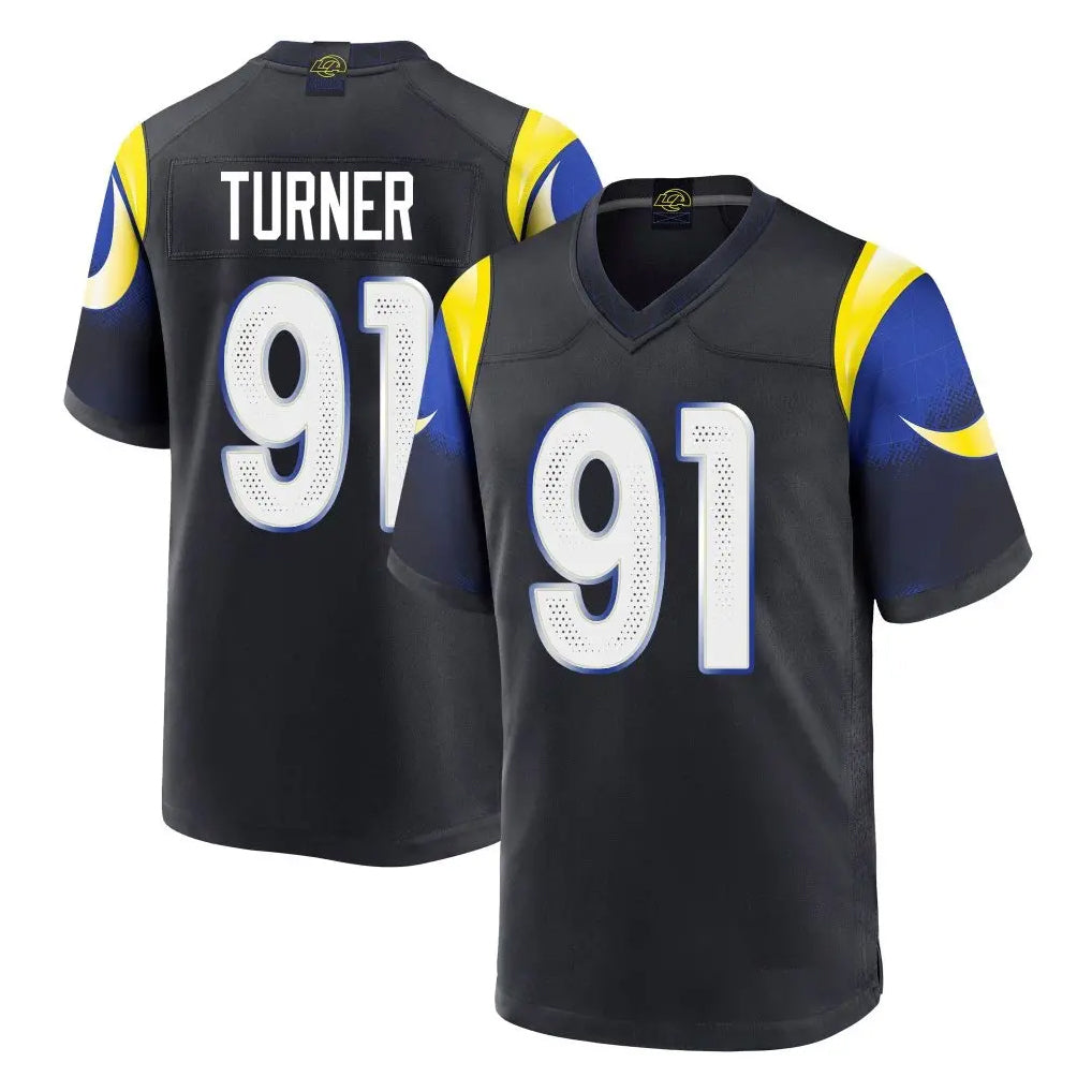 Friene LA.Rams #91 Kobie Turner Player Black Midnight Rivalries Collection Home Game Stitched Jerseys