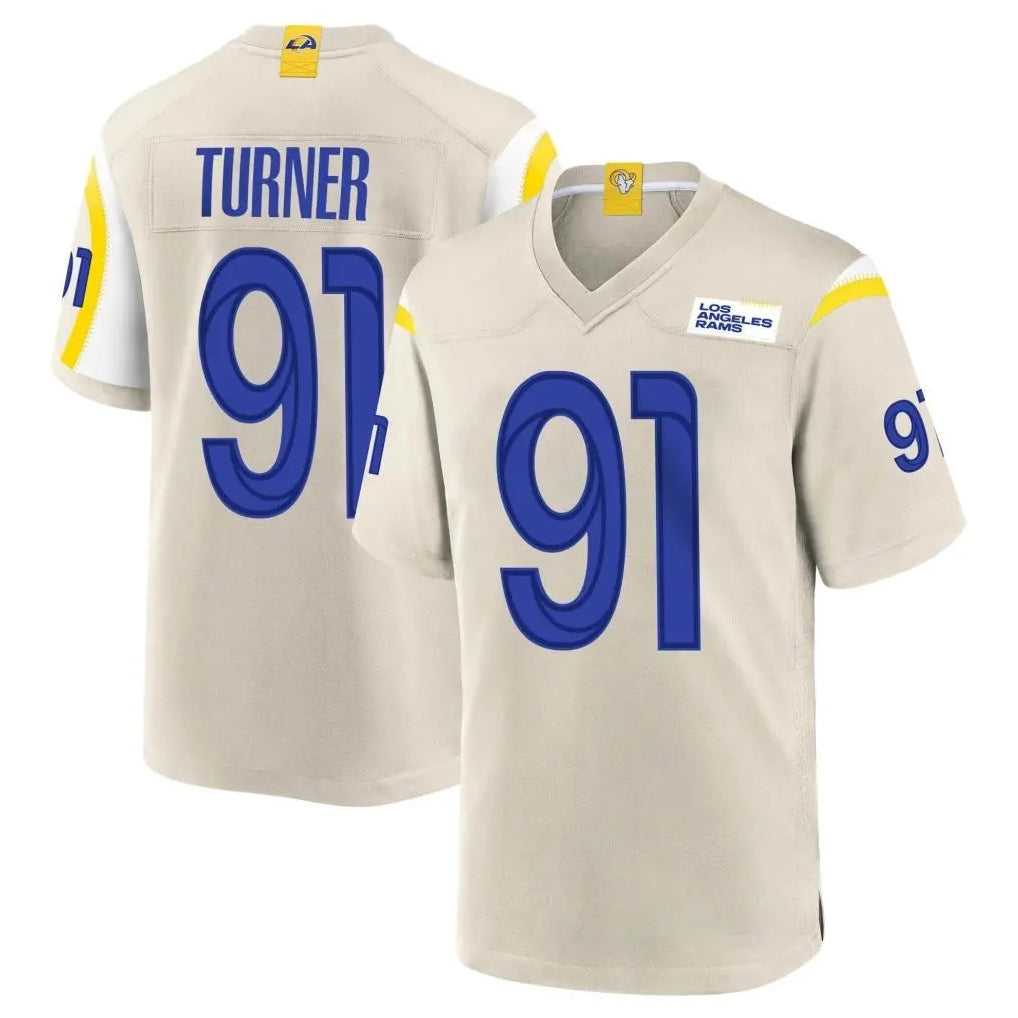 Friene LA.Rams #91 Kobie Turner Player Bone Home Game Stitched Jerseys