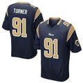 Friene LA.Rams #91 Kobie Turner Player Navy Home Game Stitched Jerseys
