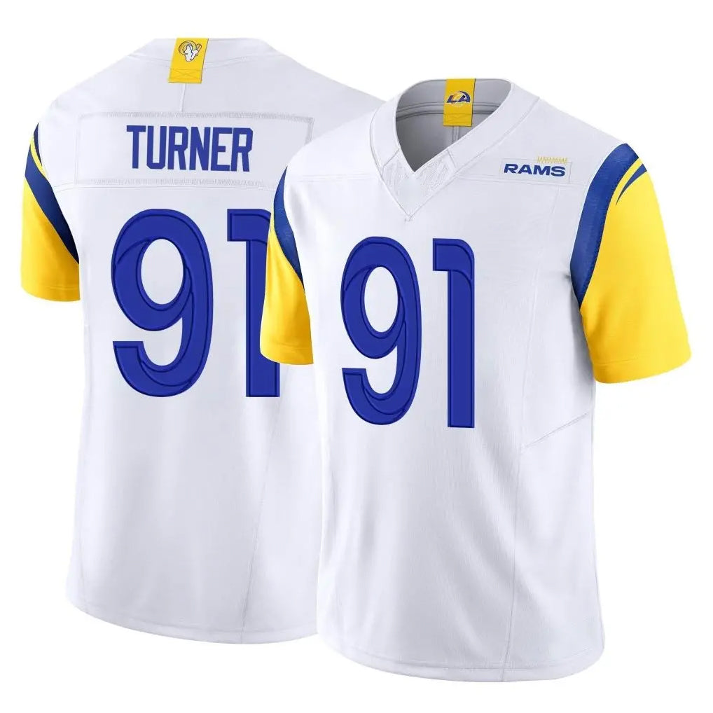 Friene LA.Rams #91 Kobie Turner Player White Limited Vapor F.U.S.E. Home Game Stitched Jerseys
