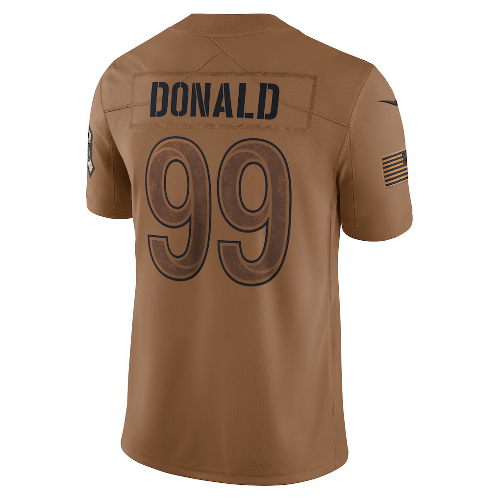 Friene LA.Rams #99 Aaron Donald Brown Salute To Service Limited Jersey Stitched Jerseys