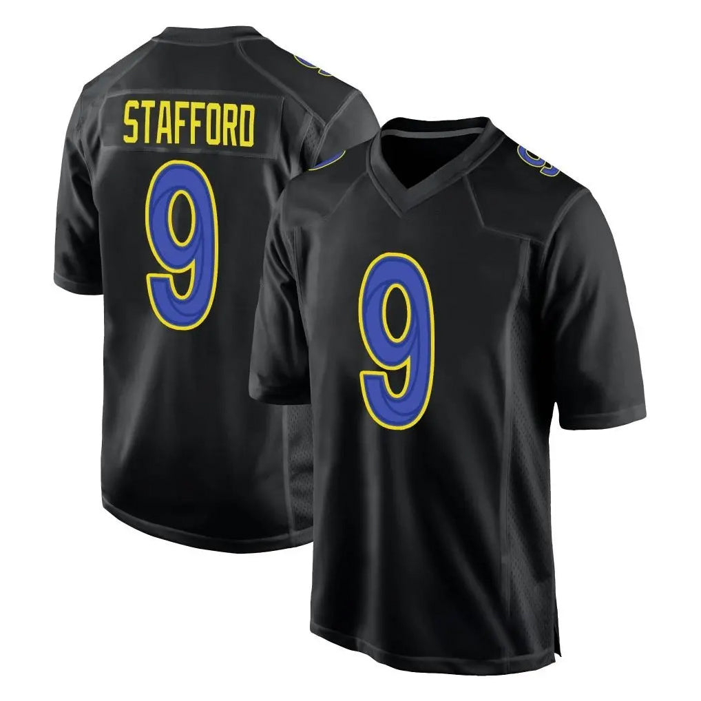 Friene LA.Rams #9 Matthew Stafford Player Black Fashion Limited Home Game Stitched Jerseys
