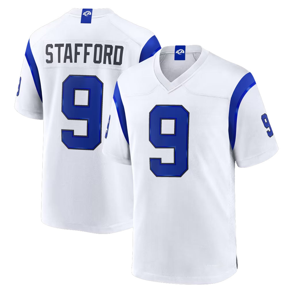 Friene LA.Rams #9 Matthew Stafford Player Fearsome White Home Game Stitched Jerseys