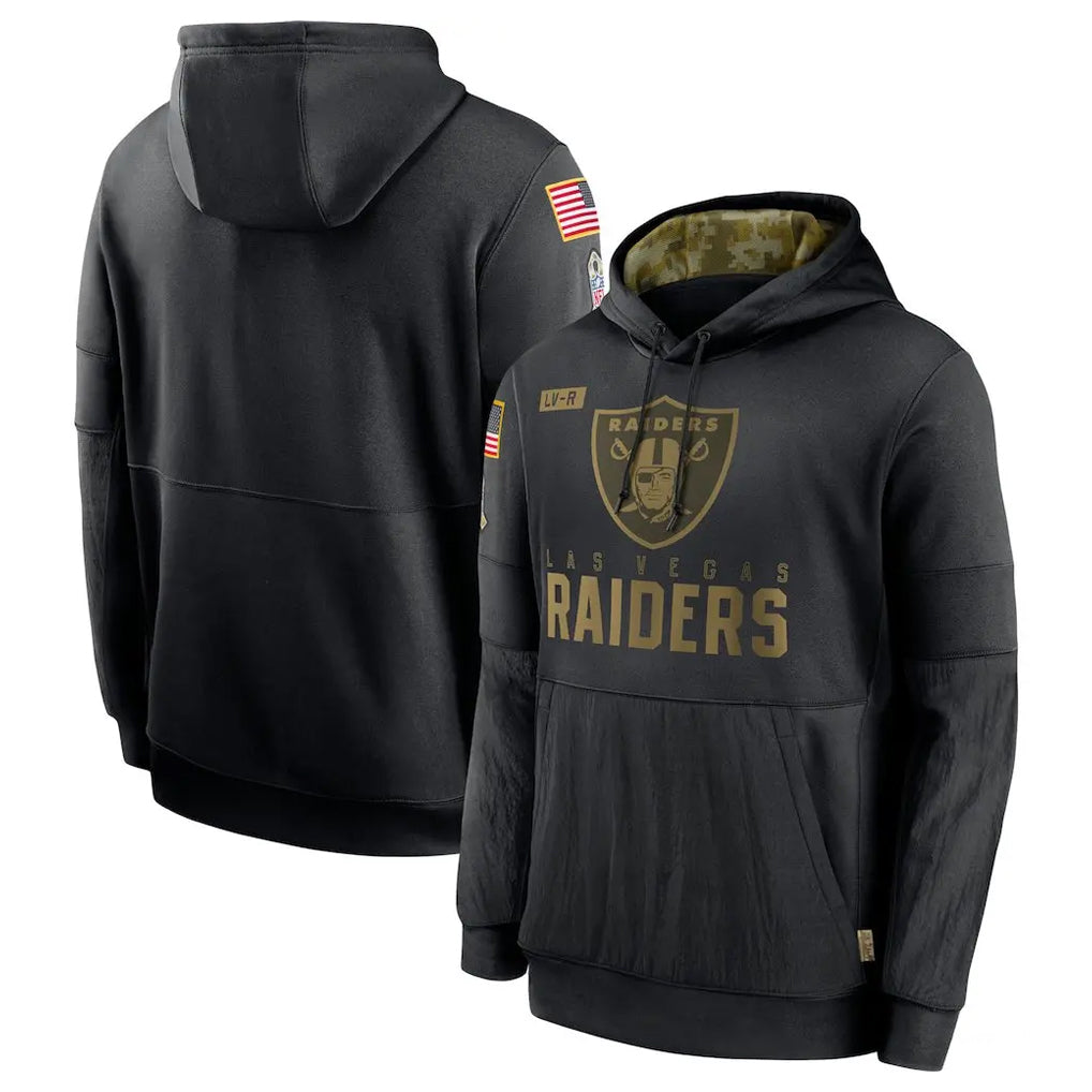 Friene LV.Raiders Black Salute to Service Hoodies Limited Game Blank Player Stitched Jerseys