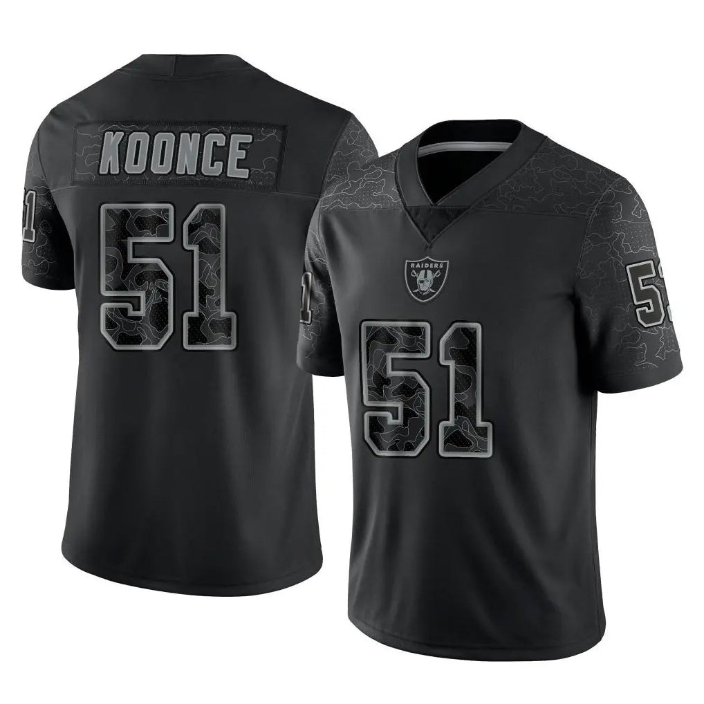 Friene LV.Raiders #51 Malcolm Koonce Player Black Reflective Limited Game Stitched Jerseys