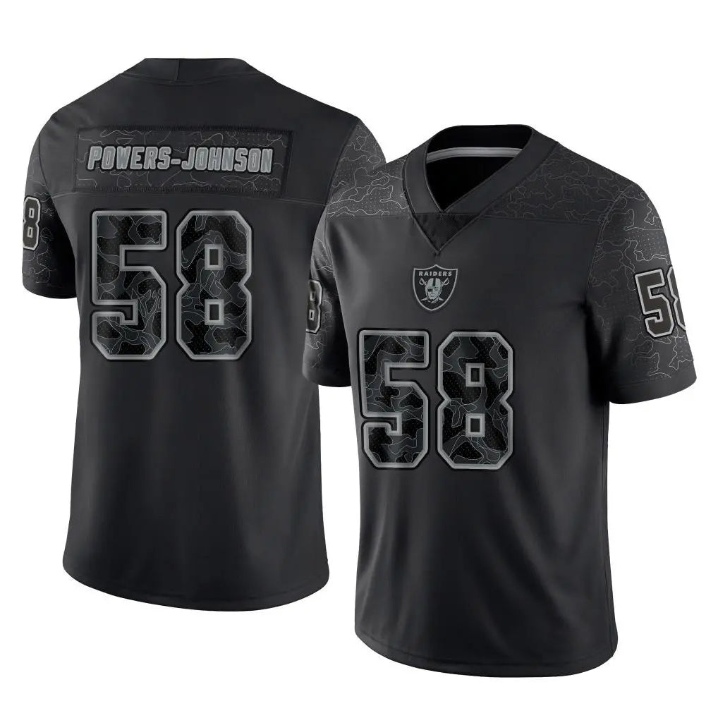 Friene LV.Raiders #58 Jackson Powers-Johnson Player Black Reflective Limited Game Stitched Jerseys