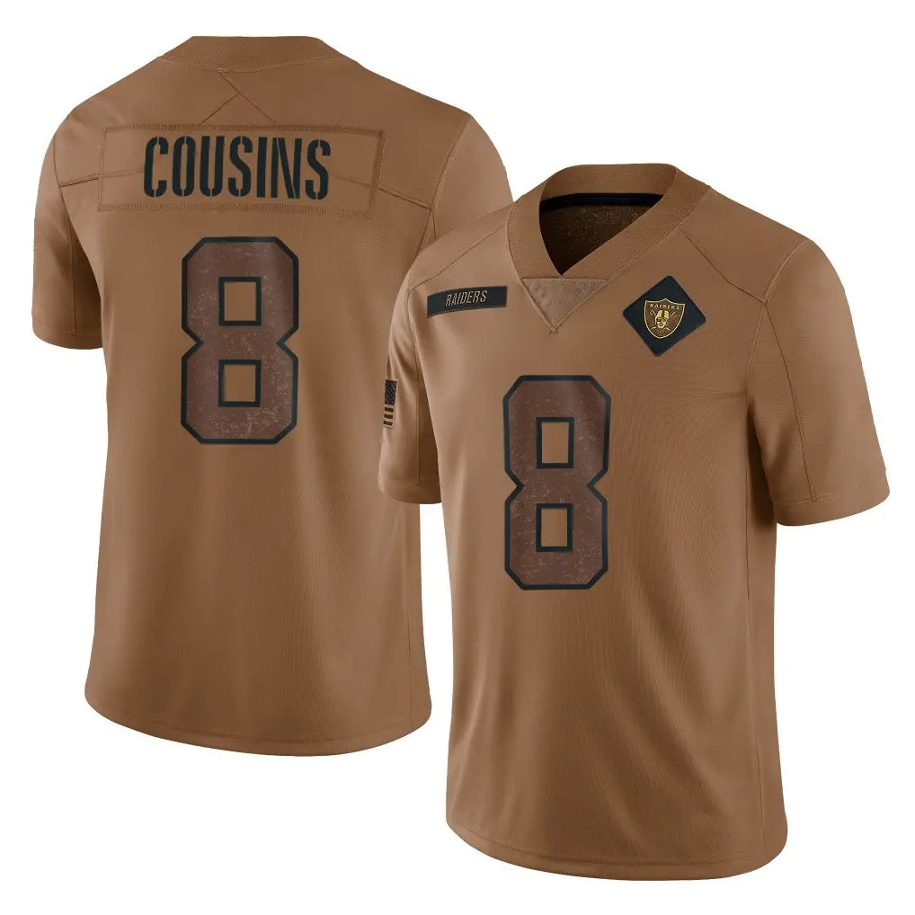Friene LV.Raiders #8 Kirk Cousins Player Brown Salute To Service Limited Stitched Jerseys