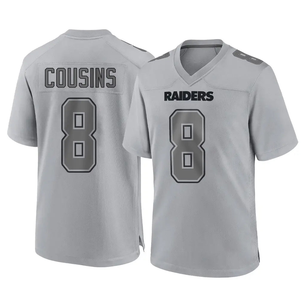 Friene LV.Raiders #8 Kirk Cousins Player Gray Atmosphere Fashion Limited Game Stitched Jerseys