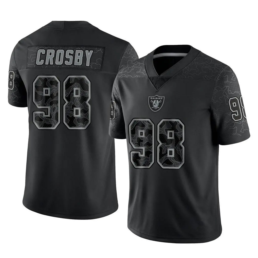 Friene LV.Raiders #98 Maxx Crosby Player Black Reflective Limited Game Stitched Jerseys