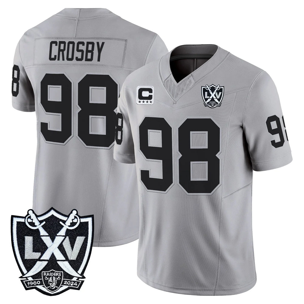 Friene LV.Raiders #98 Maxx Crosby Player Gray 2026 Vapor Limited Home Game Stitched Jerseys