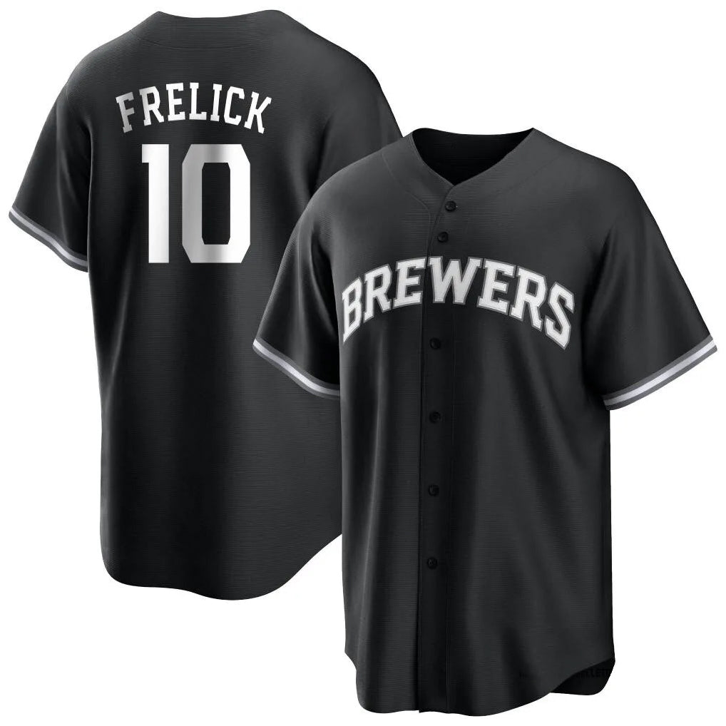 Friene M.Brewers #10 Sal Frelick Player Black Game Home Stitched Jerseys