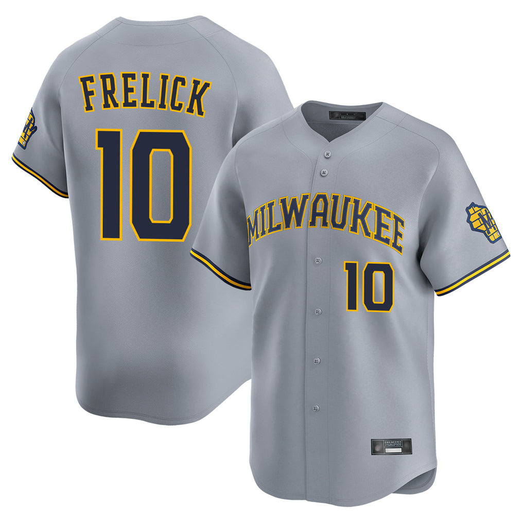 Friene M.Brewers #10 Sal Frelick Player Gray Home Limited Stitched Jerseys