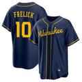 Friene M.Brewers #10 Sal Frelick Player Navy Home Game Stitched Jerseys