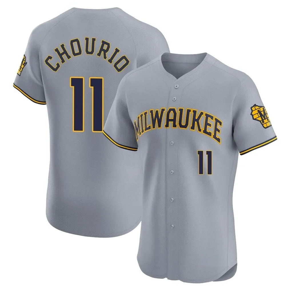 Friene M.Brewers #11 Jackson Chourio Player Gray Home Limited Elite Stitched Jerseys