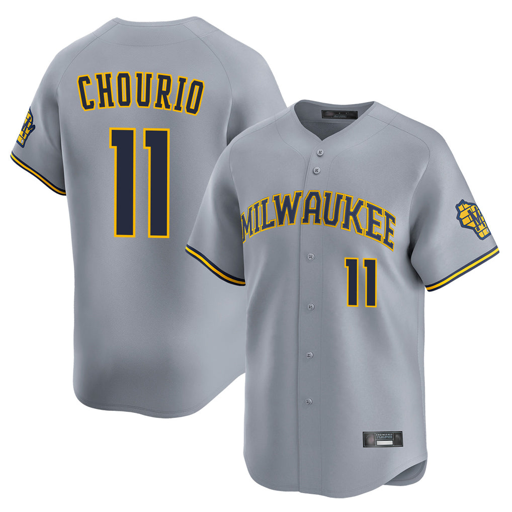 Friene M.Brewers #11 Jackson Chourio Player Gray Home Limited Stitched Jerseys