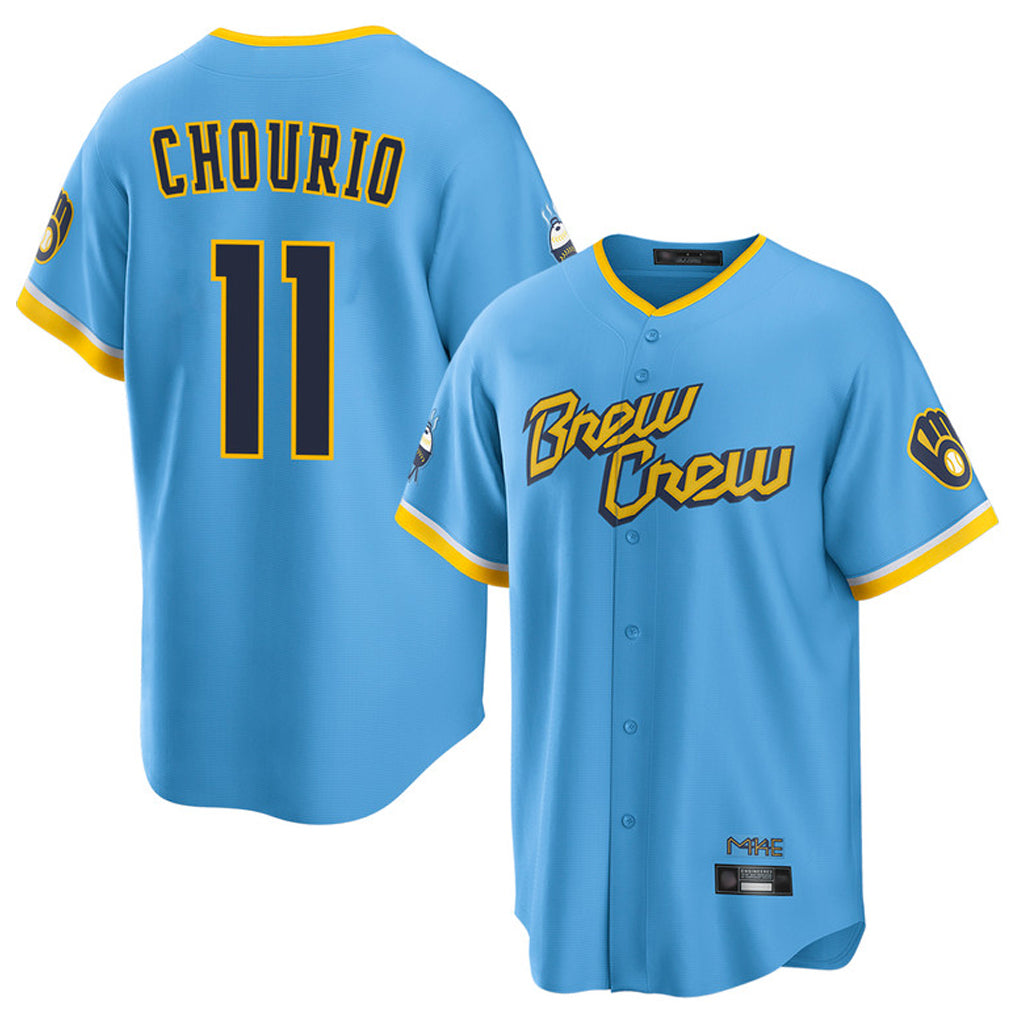 Friene M.Brewers #11 Jackson Chourio Player Light Blue City Connect Home Game Stitched Jerseys