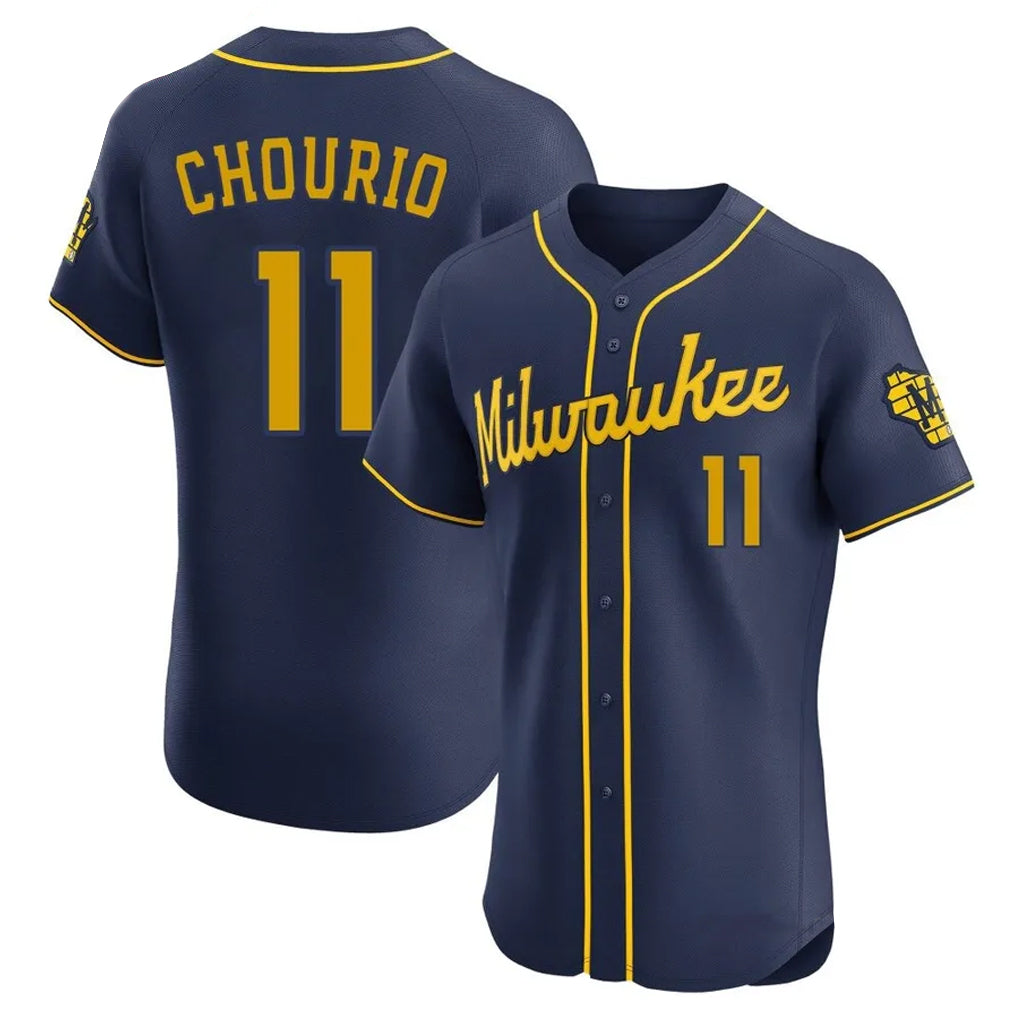 Friene M.Brewers #11 Jackson Chourio Player Navy Home Limited Elite Stitched Jerseys